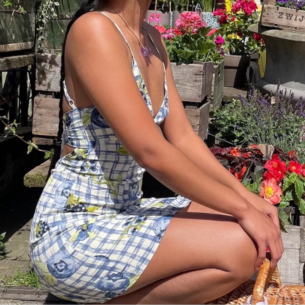 Kimchi Blue Blueberry Plaid Mini Dress